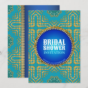 Oostelijke Bohemen Blue+Gold Sparkle Vrijgezellenf Kaart