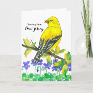 Oostelijke Goldfinch Bird Paarse Hood Violet Feestdagen Kaart
