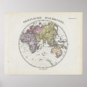 Oostelijke Hemisphere Atlas Map Poster