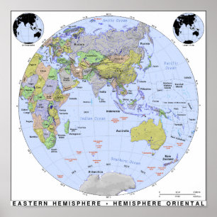 Oostelijke Hemisphere Map Poster