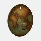 Oostelijke Hemisphere Steampunk Map & Hot Air Ball Keramisch Ornament (Rechts)