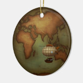 Oostelijke Hemisphere Steampunk Map & Hot Air Ball Keramisch Ornament (Links)