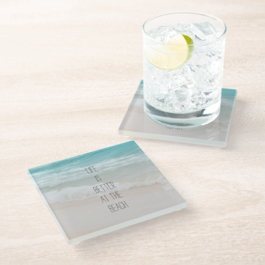 Oostelijke oceaangolven glazen onderzetter (Schuin)