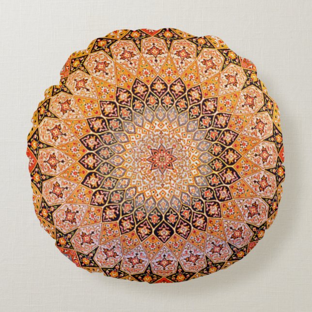 oostelijke  Perzisch Patroon Rond Kussen (Voorkant)