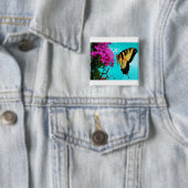 Oostelijke tijger zwaluwstaart vlinder #2 vierkante button 5,1 cm (In situ)