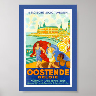 Oostende België Oude Reisposter Gerestaureerd Poster
