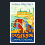 Oostende Belgium Vintage Travel Poster teruggezet<br><div class="desc">Volledig gerestaureerd oud poster uit Oostende, België. Onze posters zijn reproducties van hoge kwaliteit op basis van professionele scans met een zeer hoge resolutie van de originelen. Bij ons handmatig retoucheren wordt geen gebruik gemaakt van filters die originele details of textuur verwijderen die u in de oorspronkelijke prints ziet. Alle...</div>