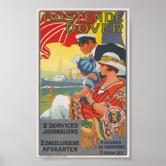Oostende Dover Vintage Poster 1920 (Voorkant)