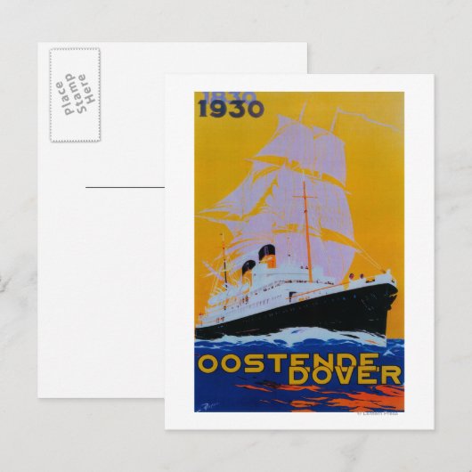 Oostende Dover Vintage PosterEurope Briefkaart (Voorkant / Achterkant)