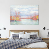 Oostende Harbour van James Ensor (1900) Canvas Afdruk (Insitu (Slaapkamer))