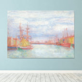 Oostende Harbour van James Ensor (1900) Canvas Afdruk (Insitu (Houten vloer))