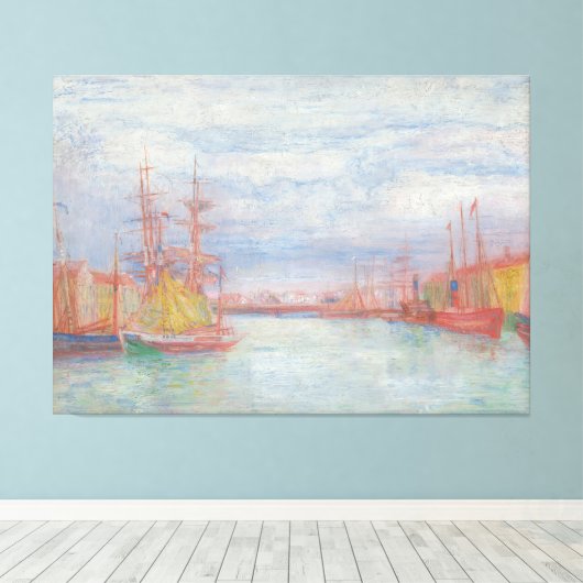 Oostende Harbour van James Ensor (1900) Canvas Afdruk (Insitu (Houten vloer))