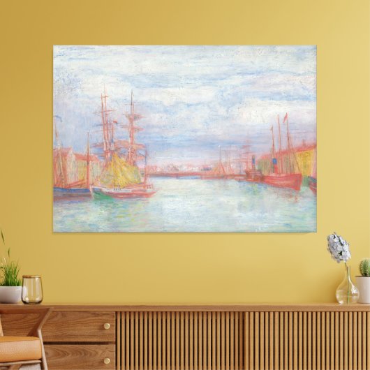 Oostende Harbour van James Ensor (1900) Canvas Afdruk (Insitu (Woonkamer))