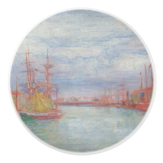 Oostende Harbour van James Ensor (1900) Keramische Knop (Voorkant)