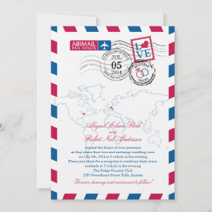 Oostenrijk Airmail Heart Wedding Kaart