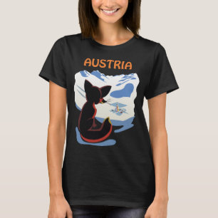 Oostenrijk Alpen Vos Sneeuw Retro Reizen T-shirt