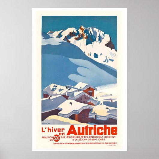 Oostenrijk Austria Vintage Ski-poster Poster (Voorkant)