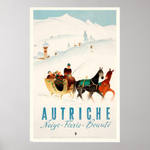 Oostenrijk Autriche Vintage Ski-poster - Ingelijst Poster