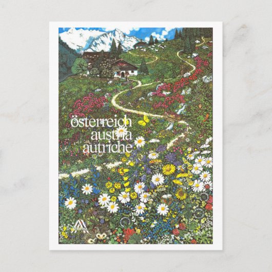  Oostenrijk Bergen Travel Poster Briefkaart (Voorkant)