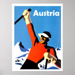 Oostenrijk bergen, winters wintersport, vintage re poster