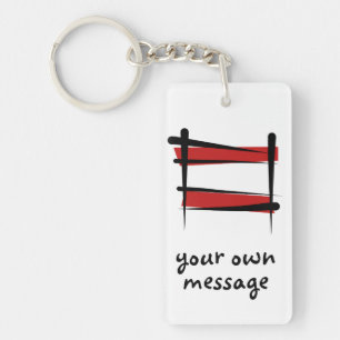 Oostenrijk Brush Flag Sleutelhanger