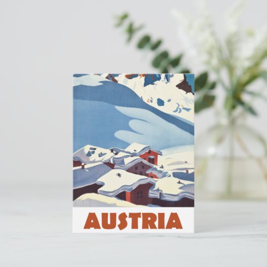 Oostenrijk, Dorp bedekt met sneeuw, Briefkaart (Staand voorkant)