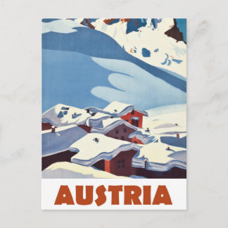 Oostenrijk, dorp bedekt met sneeuw, briefkaart