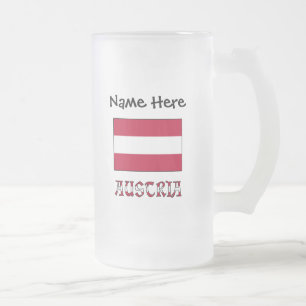 Oostenrijk en Oostenrijkse Vlag Gepersonaliseerd Matglas Bierpul