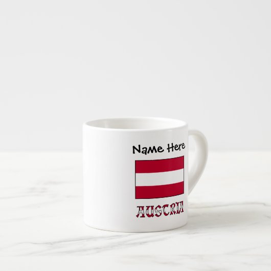 Oostenrijk en Oostenrijkse vlag met Jouw naam Espresso Kop (Voorkant rechts)