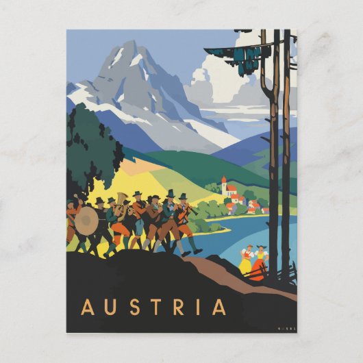 Oostenrijk Europa Vintage Travel Briefkaart (Voorkant)