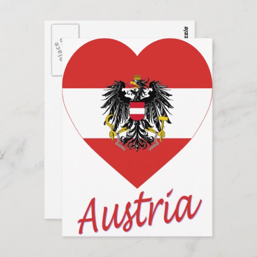 Oostenrijk Flag Heart Briefkaart (Voorkant / Achterkant)