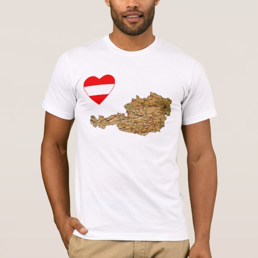 Oostenrijk Flag Heart en Map T-Shirt (Voorkant)