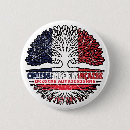 Oostenrijk - Franse boomrootenvlag Ronde Button 5,7 Cm (Voorkant)