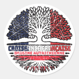 Oostenrijk - Franse boomrootenvlag Ronde Sticker