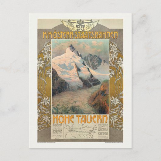 Oostenrijk Hohe Tauern Vintage Travel Poster 1910 Briefkaart (Voorkant)