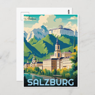 Oostenrijk hoofdstad Salzburg skyline Briefkaart