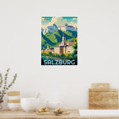 Oostenrijk hoofdstad Salzburg skyline Poster (Keuken)