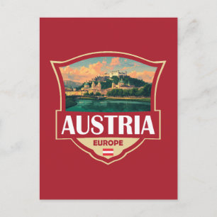 Oostenrijk Illustratie Retro Badge Briefkaart