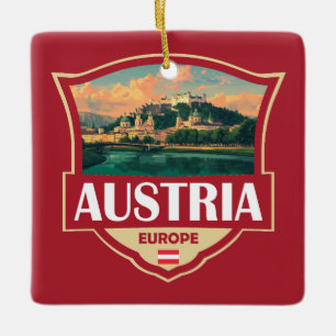 Oostenrijk Illustratie Retro Badge Keramisch Ornament