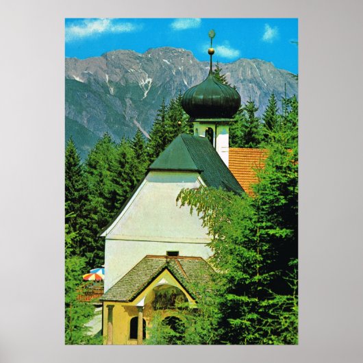 Oostenrijk, kerk van Heligewasser, Grossglockner Poster (Voorkant)