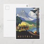 Oostenrijk Kleurrijke Retro geïnspireerd Briefkaart (Voorkant / Achterkant)