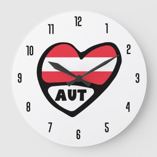 Oostenrijk Landcode AUT Vlag Hart Grote Klok (Voorkant)
