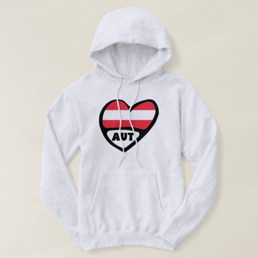 Oostenrijk Landcode Vlag Hart AUT Hoodie (Design voorkant)
