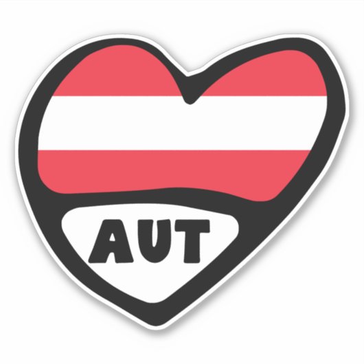 Oostenrijk Landcode Vlag Hart AUT Sticker (Voorkant)