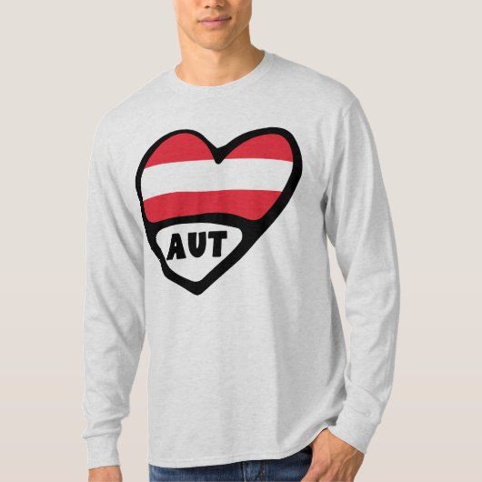Oostenrijk Landcode Vlag Hart AUT T-shirt (Voorkant)