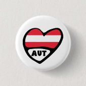 Oostenrijk Landcode Vlag Hart Pin Badge, AUT Ronde Button 3,2 Cm (Voorkant)