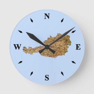 Oostenrijk Map Clock Ronde Klok
