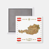 Oostenrijk Map + Flags Magnet (Voorkant / Achterkant)
