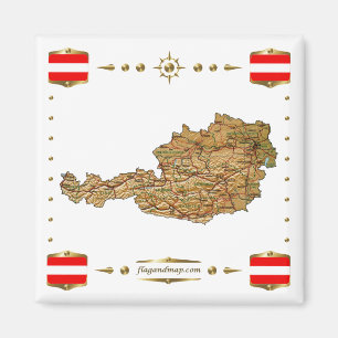 Oostenrijk Map + Flags Magnet