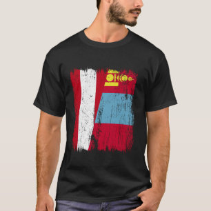 Oostenrijk Mongolië Halve Vlag Oostenrijkse Mongoo T-shirt